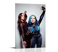 TANGJUNMR Impression sur toile Alissa White Gluz et Simone Simons pour album de musique rétro, décoration murale pour chambre à coucher, 50 x 75 cm, avec cadre