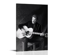 TANGJUNMR Johnny Hallyday Couverture de l'album de musique rétro Grande chanteuse - Impression sur toile - Décoration murale pour chambre à coucher - 60 x 90 cm - Style cadre
