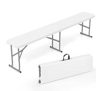 Tangkula Banc pliable en plastique de 1,8 m avec poignée de transport, tapis antidérapant, siège portable en polyéthylène haute densité pour le football, le sport, le pique-nique, le camping, blanc