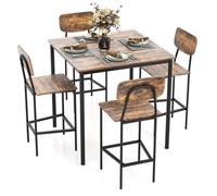 Tangkula Ensemble de 4 tables et chaises de bar, table de salle à manger à hauteur comptoir, table de pub et chaises, ensemble de repas peu encombrant pour coin petit-déjeuner