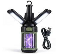 Tangkula Piège à insectes pliable à 3 pétales, lampe d'extérieur avec modes d'éclairage réglables et filet de sécurité, piège à moustiques portable avec rechargeable de type C pour camping, terrasse