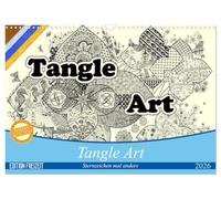 Tangle-Art, Sternzeichen mal anders (Wandkalender 2026 DIN A3 quer), CALVENDO Monatskalender: Mein Sternzeichen in Tangle-Art