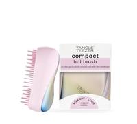 Tangle Teezer Compact Styler, Brosse à Cheveux Démêlante, Cheveux Secs et Mouillés, Tous Types de Cheveux, Brosse Idéale pour Voyager, Pochette de Transport, Nacre Mat Chrome