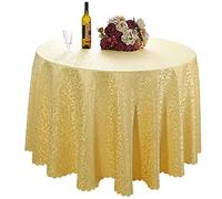 TANGMEN Nappe de Table Nappe Ronde Maison Restaurant Mariage Cérémonie Infroissable Anti Tache Décoration de Table pour Réception Anniversaire JauneGH Rond:220cm