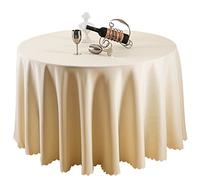 TANGMEN Nappe de Table Nappe Ronde Maison Restaurant Mariage Cérémonie Infroissable Anti Tache Décoration de Table pour Réception Anniversaire Beige Rond:260cm