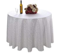 TANGMEN Nappe de Table Nappe Ronde Maison Restaurant Mariage Cérémonie Infroissable Anti Tache Décoration de Table pour Réception Anniversaire BlancGH Rond:200cm