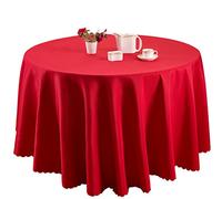 TANGMEN Nappe de Table Nappe Ronde Maison Restaurant Mariage Cérémonie Infroissable Anti Tache Décoration de Table pour Réception Anniversaire Rouge Rond:260cm