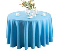 TANGMEN Nappe de Table Nappe Ronde Maison Restaurant Mariage Cérémonie Infroissable Anti Tache Décoration de Table pour Réception Anniversaire Bleu Ciel Rond:320cm