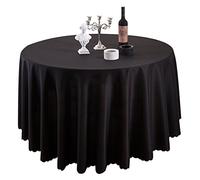 TANGMEN Nappe de Table Nappe Ronde Maison Restaurant Mariage Cérémonie Infroissable Anti Tache Décoration de Table pour Réception Anniversaire Noir Rond:280cm