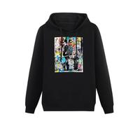 TangMeng Charlie Chaplin Graffiti Poster Men's Black Hooded Unisex Sweatshirt M