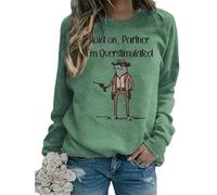 TangoDS Attends Partenaire Je suis Sursaturé Lettre Imprimée Drôle Paresseux Cowboy Sweatshirt en Polaire Vintage pour Femme Haut à Manches Longues Décontracté
