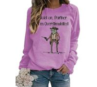 TangoDS Attends Partenaire Je suis Sursaturé Lettre Imprimée Drôle Paresseux Cowboy Sweatshirt en Polaire Vintage pour Femme Haut à Manches Longues Décontracté