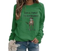 TangoDS Attends Partenaire Je suis Sursaturé Lettre Imprimée Drôle Paresseux Cowboy Sweatshirt en Polaire Vintage pour Femme Haut à Manches Longues Décontracté