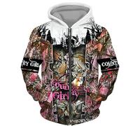 TangoDS Cerf Chasse 3D Imprimé Femmes/Hommes Complet Fermeture Éclair Sweat à Capuche Camo Graphique Manches Longues Sweats Vêtement extérieur Haut