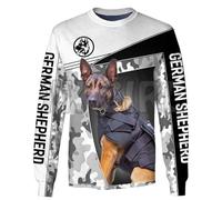 TangoDS Chien d'amour Berger Allemand Sweatshirt à col Rond imprimé en 3D Hommes Femmes Pullover Tops Unisexe