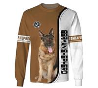 TangoDS Chien d'amour Berger Allemand Sweatshirt à col Rond imprimé en 3D Hommes Femmes Pullover Tops Unisexe