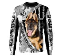 TangoDS Chien d'amour Berger Allemand Sweatshirt à col Rond imprimé en 3D Hommes Femmes Pullover Tops Unisexe