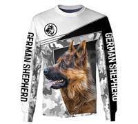 TangoDS Chien d'amour Berger Allemand Sweatshirt à col Rond imprimé en 3D Hommes Femmes Pullover Tops Unisexe