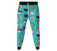 TangoDS Femmes Hommes Joggers Pantalon Happy Sushi 3D Impression Sweatpants Entraînement Course Piste Pantalon avec Poches Vêtement de Rue