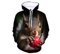 TangoDS Hommes/Femmes Drôle Animal Imprimé 3D Poche Sweats à Capuche Mignon Écureuil Graphique Casual Manches Longues Pull Sweatshirts Puller Tops