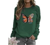 TangoDS Papillon Fleur Imprimé 3D Sweatshirts Femmes Papillon Motif Col Rond Pullover Tops Manches Longues T-Shirts Automne Streetwear