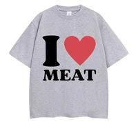 TangoDS T-Shirt à imprimé Original avec Lettres 'I Love Meat Men/Women' décontracté d'été col Rond Manches Courtes Haut à Enfiler
