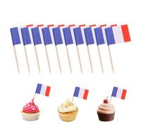 TANGPINGMAO Drapeau de Drapeau 100pcs Mini France Flags sur Sticks Food Flags Do dans Les toppères Cupcake Mini Cocktail Stick Decor Decor pour la fête de l'indépendance Barflag