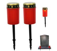 TANGPINGMAO Solar Grave Lights 2PCS Waterproof Solar Cemetery Lights for Grave Flameless Memorial Outdoor Stake for Decorations Memorial Gifts Red