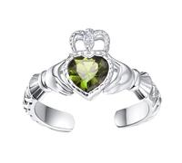 TANGPOET Bague Claddagh en argent sterling 925 | Bague irlandaise Claddagh avec pierre de naissance celtique - Cadeau pour femme et fille, Métal précieux, Zircone cubique