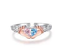 TANGPOET Bague de fausse couche réglable - Cadeau pour maman et femme - Argent 925 - Mommy of An Angel - Pieds de bébé - Bague pour enfant étoilé - Bijou commémoratif pour fausse couche, Verstellbar