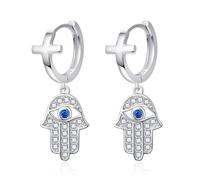 TANGPOET Boucles d'oreilles créoles en forme de nœud celtique en argent sterling 925 pour homme et femme, 0.59, Argent sterling, Zircone cubique