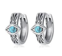 TANGPOET Boucles d'oreilles créoles en forme de nœud celtique en argent sterling 925 pour homme et femme, 0.59, Argent sterling, Turquoise