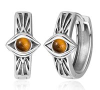 TANGPOET Boucles d'oreilles créoles en forme de nœud celtique en argent sterling 925 pour homme et femme, 0.59, Argent sterling, Œil de tigre