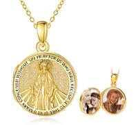 TANGPOET Collier avec pendentif médaille de saint pour homme et femme en argent sterling 925 plaqué or amulette de protection catholique chrétienne religieuse bijoux cadeaux pour anniversaire, Noël