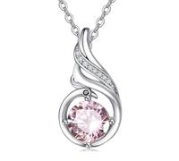 TANGPOET Collier avec pendentif pierre de naissance phénix - Bijoux pour femmes et filles - Argent sterling 925 - Cadeau idéal pour un anniversaire, la fête des mères, Noël, la Saint-Valentin, Argent