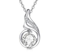 TANGPOET Collier avec pierre de naissance phénix pour femme en argent 925 - Cadeau pour anniversaire, fête des mères, Noël, Saint-Valentin, anniversaire de mariage, Argent sterling, Zircone cubique
