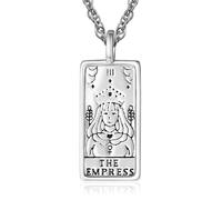 TANGPOET Collier en argent sterling 925 avec pendentif en forme de carte de tarot pour homme et femme, Argent sterling, Pas de gemme