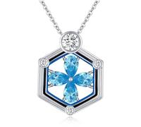 TANGPOET Collier trèfle à 4 feuilles en argent sterling 925 avec pendentif trèfle à quatre feuilles en oxyde de zirconium - Bijou floral - Cadeau de Saint-Valentin pour femmes et filles