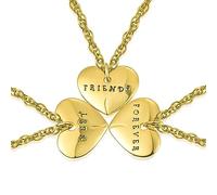 TANGPOET Colliers d'amitié BFF pour 3 en argent sterling 925 plaqué or avec cœur assorti pour meilleurs amis, bijoux cadeaux pour femmes, hommes, filles, garçons