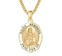TANGPOET Médaille sacrée amulette Collier en argent 925 avec pendentif de protection pour homme et femme avec chaînes de 50 cm + 5 cm, Argent sterling