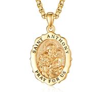 TANGPOET Médaille sacrée amulette Collier en argent 925 avec pendentif de protection pour homme et femme avec chaînes de 50 cm + 5 cm, Argent sterling