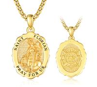 TANGPOET Médaille sacrée amulette Collier en argent sterling 925 Pendentif de protection Bijoux pour homme et femme avec chaînes de 50 cm + 5 cm, Argent sterling