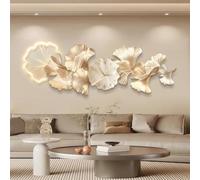 TangQian Décor d'horloge Murale de Luxe Moderne, Peinture décorative LED Suspendue au Mur 3D for Salon et Chambre à Coucher(Gold,100x35cm/39.4x13.8in)