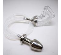 TangQian Entonnoir d'urinoir en Silicone, Bouchon Anal Creux en Acier Inoxydable, Plug Anal, Lavement, Douche anale, Poignets de pénis avec Manchon, Jouets sexuels de Bondage BDSM for Hommes