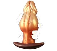 TangQian Gode anal plug anal en silicone fantaisie monstre doré de 7,3 cm de diamètre avec base adhésive, grande taille for hommes et femmes(M)