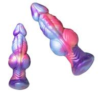 TangQian Gode anal plug anal extra large en silicone avec structure nodulaire et base en forme de T, ergonomique for le massage et l'ajustement progressif du corps for femmes et hommes(L)