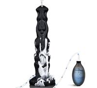 TangQian Gode plug anal en silicone de forme spéciale avec un grand volume et une surface structurée for femmes et hommes(Schwarz)