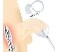 TangQian Manchon de pénis de chasteté en silicone avec bouchon anal creux en acier inoxydable, urinoir, entonnoir de pisse, lavement, douche anale, esclave bondag, jouet sexuel érotique de chasteté ex