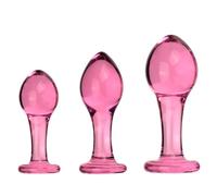 TangQian Plug anal en verre BDSM, S/M/L, ensemble de cristal transparent avec base, gode en verre, dilatateur d'anus, masseur de prostate, boule en verre