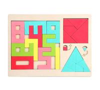 Tangram Blocks, Educational Geometric Shape Puzzle Toy, Colorful Learning Set for Kids Ages 3+, Brain Development Activity to Boys & Girls, Stem Early Learn Game 11.81x8.82 inches